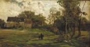 Charles-Francois Daubigny Landschap met boerderijen en bomen. oil painting reproduction